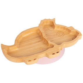 Tiny Dining Dinosaur Bamboo Suction Plate - Pastel Pink