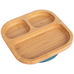 Tiny Dining Divided Bamboo Suction Plate - Navy Blue