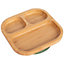 Tiny Dining Divided Bamboo Suction Plate - Olive Green