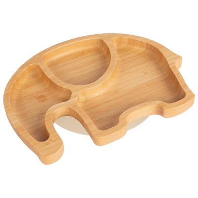 Tiny Dining Elephant Bamboo Suction Plate - Beige