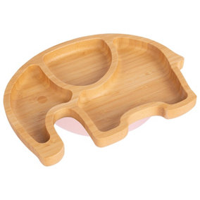 Tiny Dining Elephant Bamboo Suction Plate - Pastel Pink