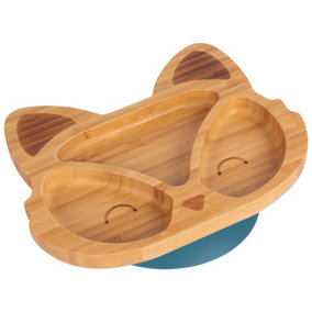 Tiny Dining Fox Bamboo Suction Plate - Navy Blue