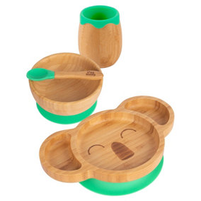 Tiny Dining - Koala Bamboo Suction Baby Feeding Set - Green - 4pc