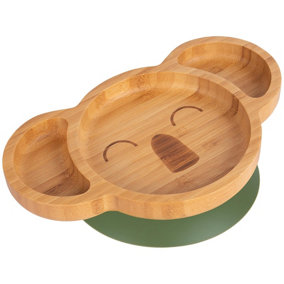 Tiny Dining Koala Bamboo Suction Plate - Olive Green