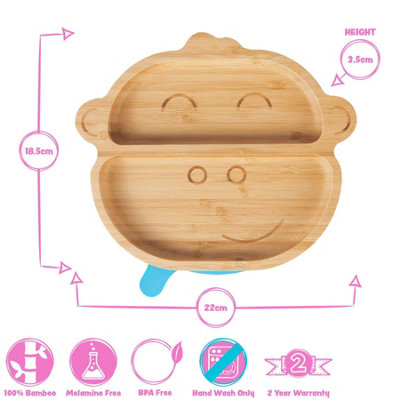 Tiny Dining Monkey Bamboo Suction Plate - Beige