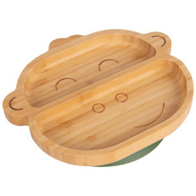 Tiny Dining Monkey Bamboo Suction Plate - Olive Green