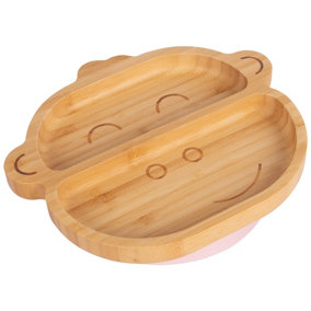 Tiny Dining Monkey Bamboo Suction Plate - Pastel Pink