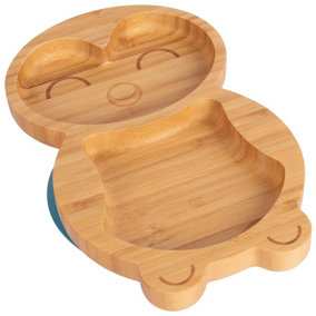 Tiny Dining Penguin Bamboo Suction Plate - Navy Blue