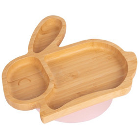 Tiny Dining Rabbit Bamboo Suction Plate - Pastel Pink
