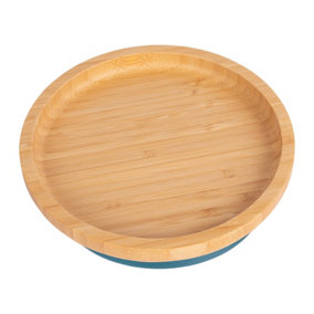 Tiny Dining Round Bamboo Suction Plate - Navy Blue