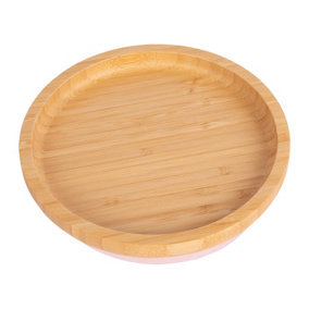 Tiny Dining Round Bamboo Suction Plate - Pastel Pink