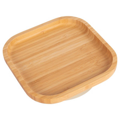 Tiny Dining Square Bamboo Suction Plate - Beige