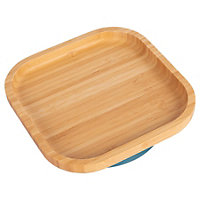 Tiny Dining Square Bamboo Suction Plate - Navy Blue