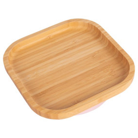 Tiny Dining Square Bamboo Suction Plate - Pastel Pink