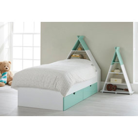 Tipi Design 2pc Children's Bedroom Furniture Set in Green - Bed & Shelving Unit