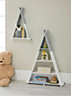 Tipi Single Tier Wall Mounted Children's Storage Shelf in White and Grey