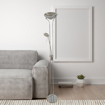 Tiree LED Mother and Child Polished Chrome Task Floor Lamp