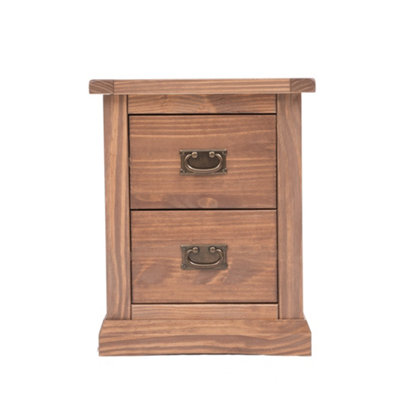 Tirolo 2 Drawer Bedside Table Brass Drop Handle