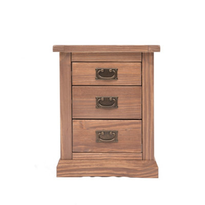 Tirolo 3 Drawer Bedside Table Brass Drop Handle