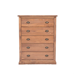 Tirolo 5 Drawer Chest of Drawers Brass Cup Handle