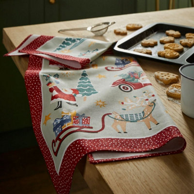 Tis The Season Festive Graphic Print 100% Cotton Tea Towel Price Comparisons | Compare The Build