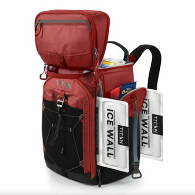 Titan 26 Can Backpack Cooler Deep Freeze Insulated Leak Proof - Red