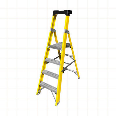 Titan 4 Tread Heavy-Duty Fibreglass Platform Step Ladder (1.72m) | DIY ...