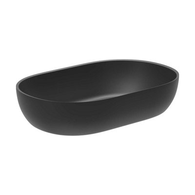 Titan Matt Black Stone Rectangular Counter Top Basin (W)550x(D)350mm