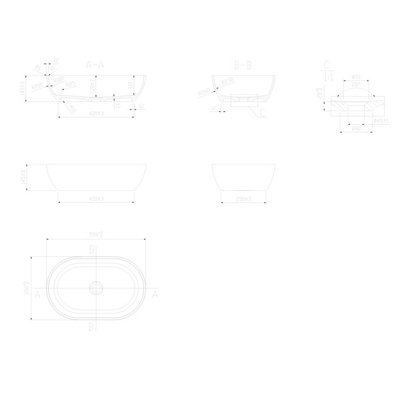 Titan Matt Black Stone Rectangular Counter Top Basin (W)550x(D)350mm