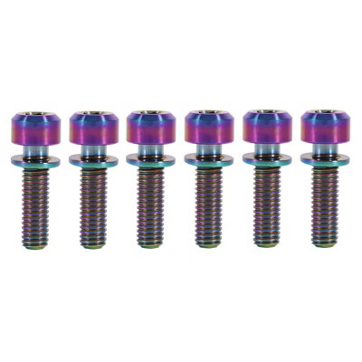 Titanium Bicycle Stem Screws Bolts With Spacer Cycling Pack Of 6(rainbow)