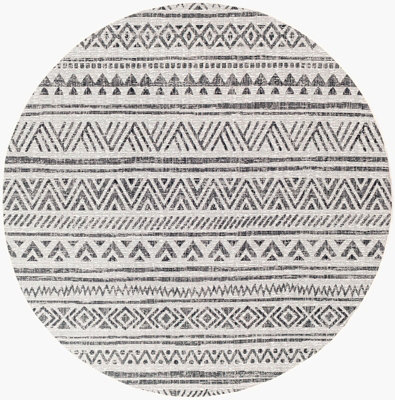 TITI Round In- & Outdoor Geometric Black Area Rug 160 x 160 cm