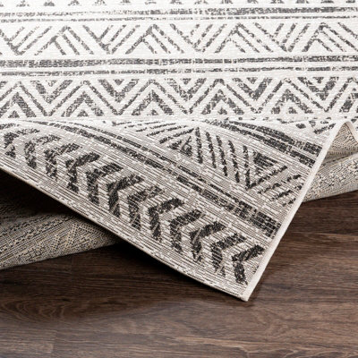 TITI Round In- & Outdoor Geometric Black Area Rug 160 x 160 cm