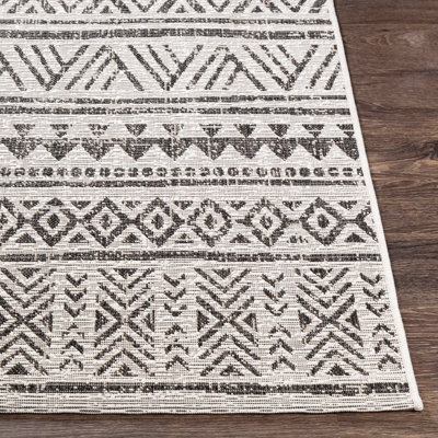 TITI Round In- & Outdoor Geometric Black Area Rug 160 x 160 cm