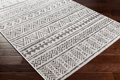 TITI Round In- & Outdoor Geometric Black Area Rug 160 x 160 cm