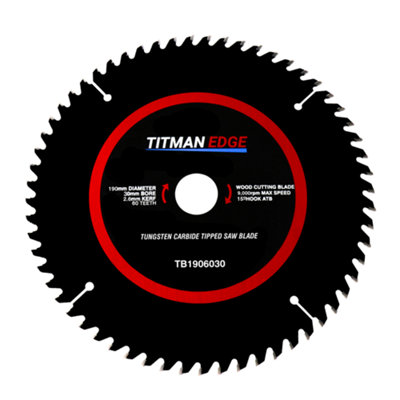 Titman Edge TCT Fine Finish Saw Blade 190mm x 30mm x 60 Tooth - TB1906030