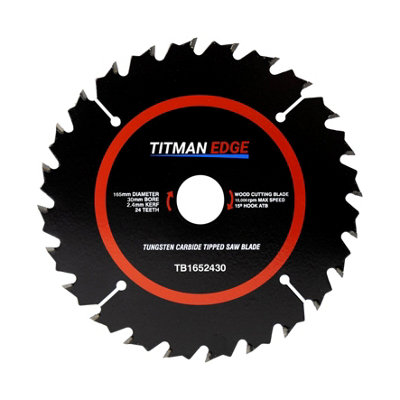 Titman Edge TCT Medium Finish Circular Saw Blade 165mm x 30mm x 24 Tooth - TB1652430