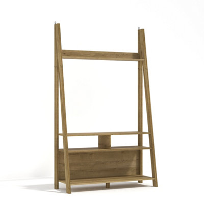 Tiva Oak Ladder TV Unit - Stylish Leaning Design with Shelving ...
