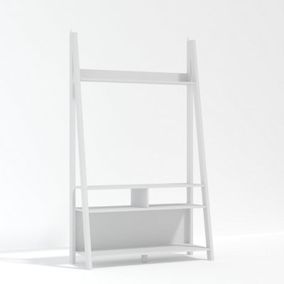 Tiva White Ladder TV Unit - Sleek Leaning Design with Spacious Media ...