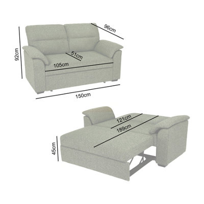 Tivoli 2 Seater Pull-out Sofa Bed in Luxury Boucle Woven Fabric Green
