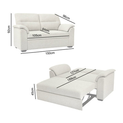 Tivoli 2 Seater Pull-out Sofa Bed in Luxury Boucle Woven Fabric Oatmeal