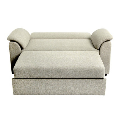 TIVOLI 2 SEATER PULL-OUT SOFA BED IN LUXURY BOUCLE WOVEN FABRIC OATMEAL