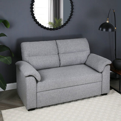 Tivoli 2 Seater Pull out Sofa Bed in Soft Woven Fabric Grey