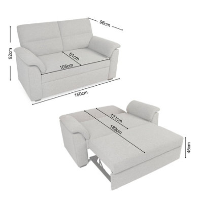 Tivoli 2 Seater Pull out Sofa Bed in Soft Woven Fabric Grey