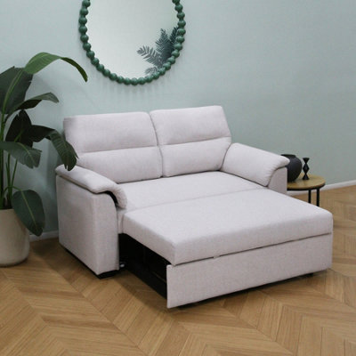 Tivoli 2 Seater Pull out Sofa Bed in Soft Woven Fabric Oatmeal