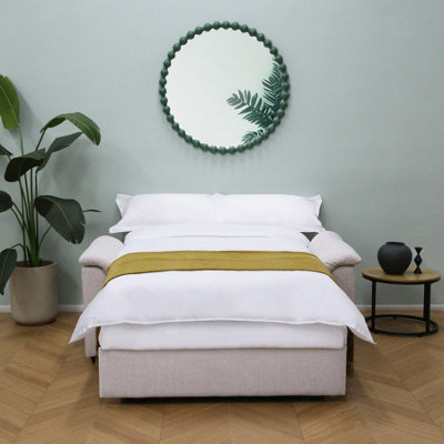 Tivoli 2 Seater Pull out Sofa Bed in Soft Woven Fabric Oatmeal