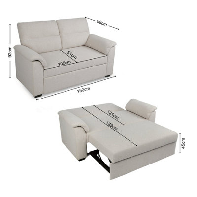 Tivoli 2 Seater Pull out Sofa Bed in Soft Woven Fabric Oatmeal
