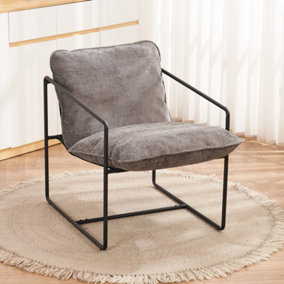 Tivoli Occasional Chair Black Metal Frame with Grey Fabric
