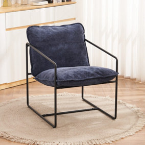 Tivoli Occasional Chair - L90 x W65 x H84 cm - Black Metal/Blue Fabric