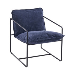 Tivoli Occasional Chair - L90 x W65 x H84 cm - Black Metal/Blue Fabric