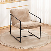 Tivoli Occasional Chair - L90 x W65 x H84 cm - Black Metal/Champagne Fabric